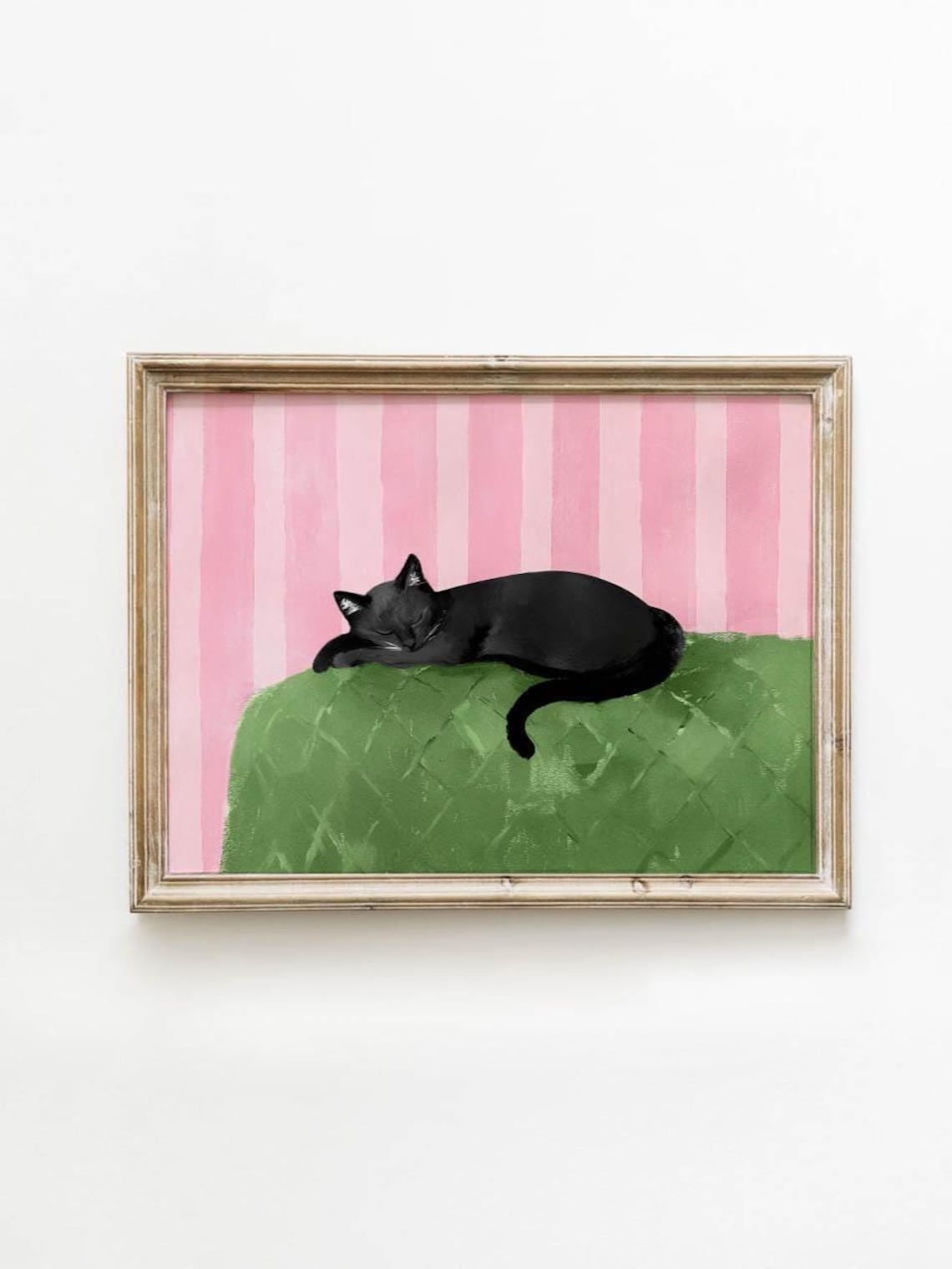Black Cat Poster Print, Cute Girly Artwork