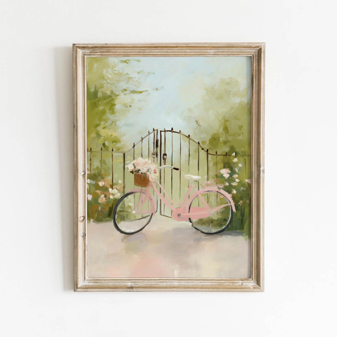 Vintage Bicycle With Flowers, Cottagecore Art Print