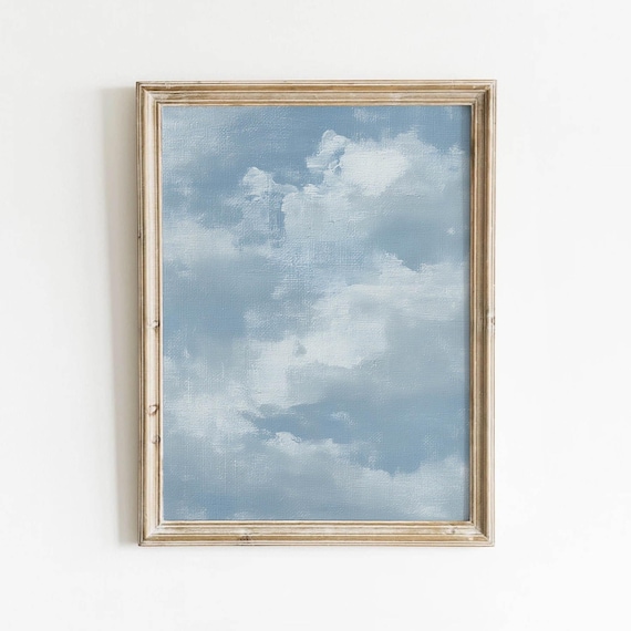 Soft Blue Clouds In Sky Minimalist Cloudscape Soothing Art Poster