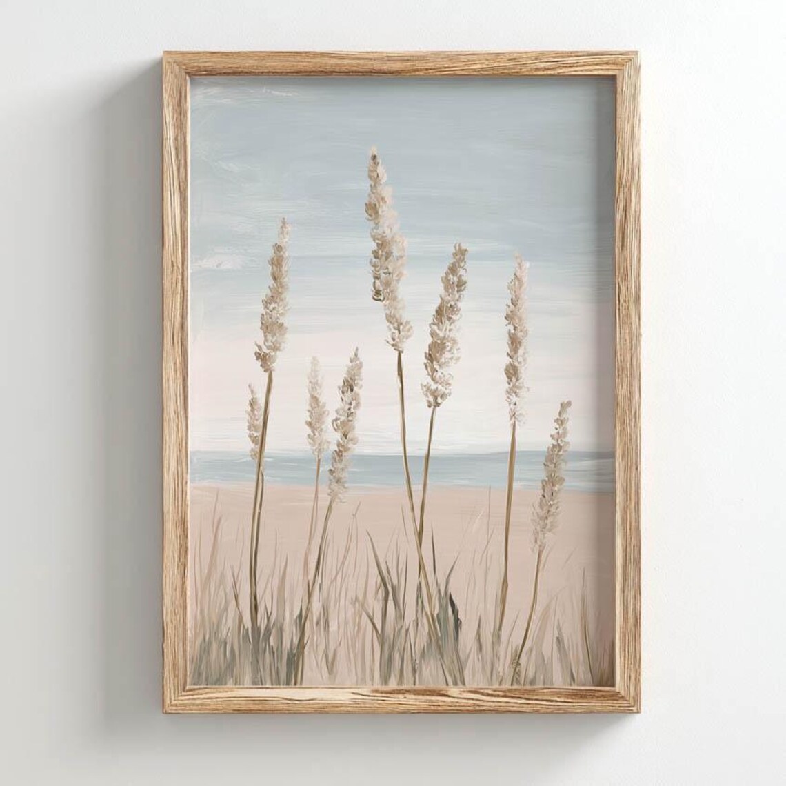 Printed Dune Grasses Poster Print, Coastal Cottagecore Style