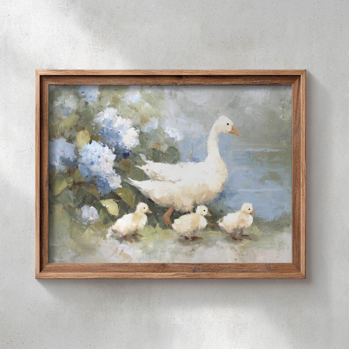 Mother Goose Three Goslings Soft Country Nursery Animal Painting Poster