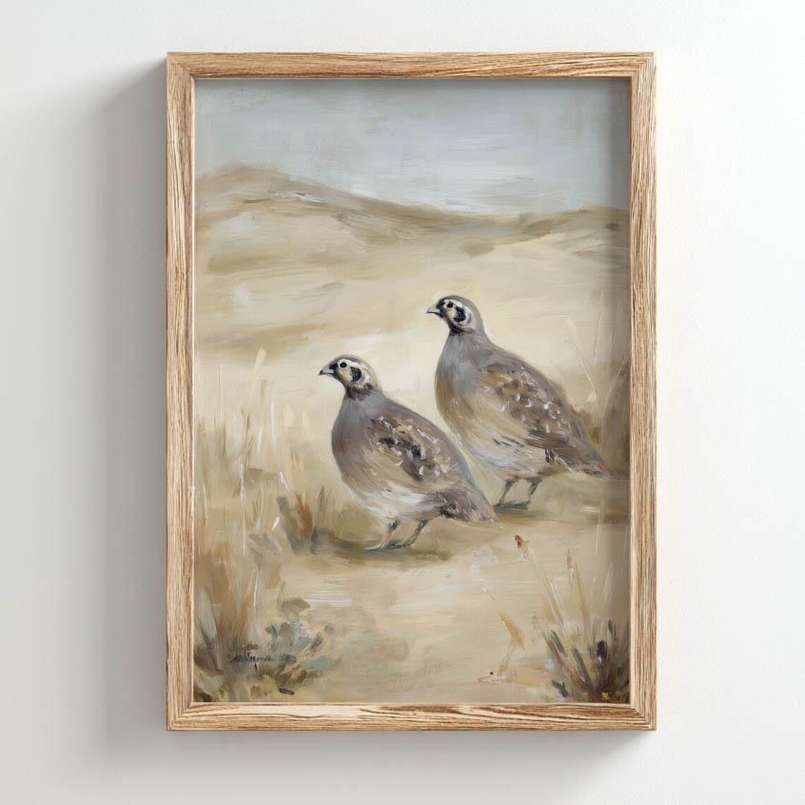 Quail Birds In Desert Landscape Poster Print