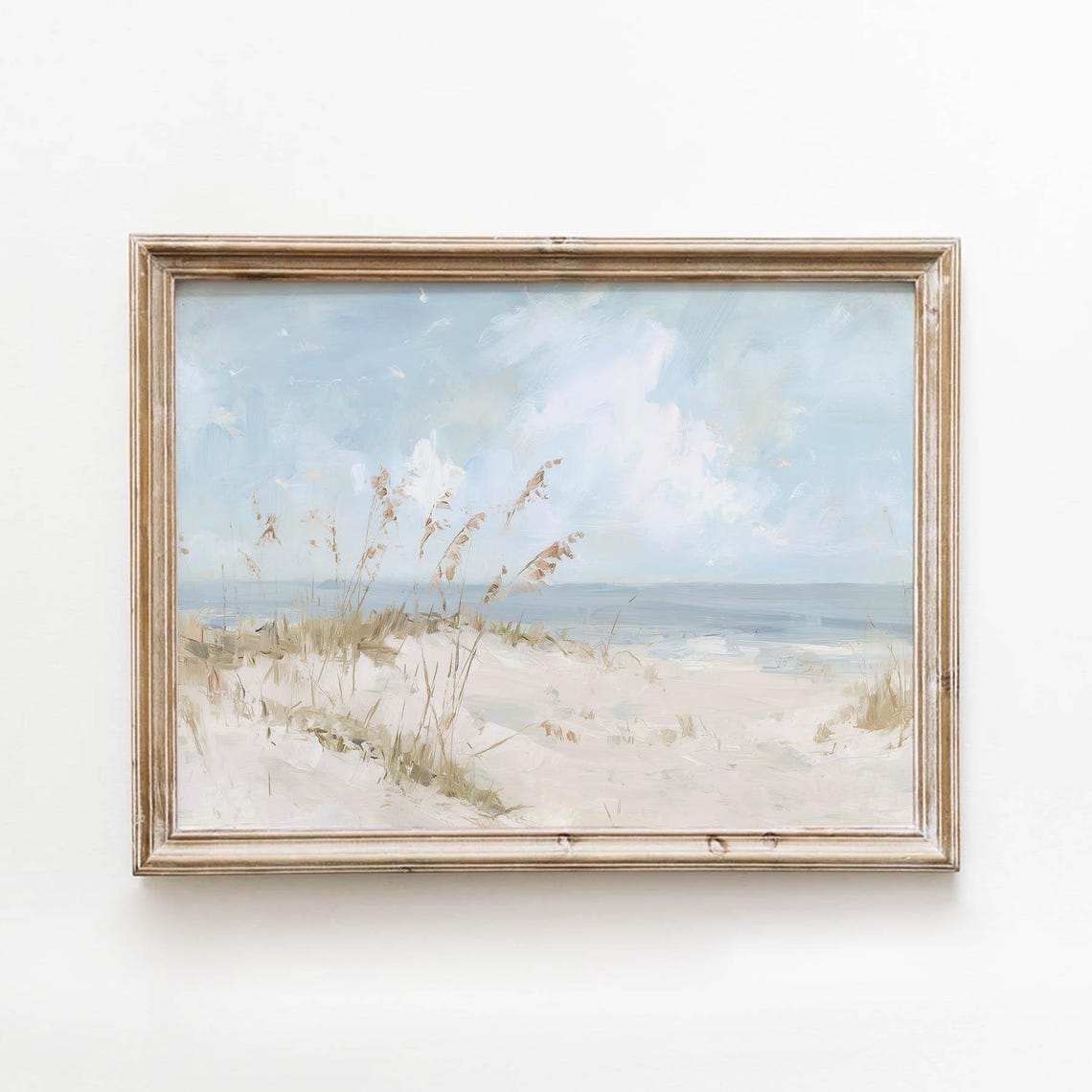 Neutral Sea Oats On Sandy Dune Vintage Coastal Beach Landscape Poster