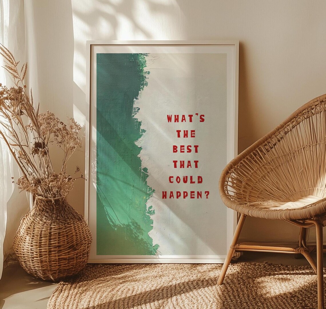 What's the Best That Could Happen Uplifting Red Typography Quote Poster