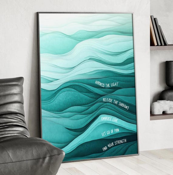 Harness The Light Find Your Strength Positivity Watercolor Abstract Wall Art Poster Or Canvas Print Calm Wellness Breathe Home Decor