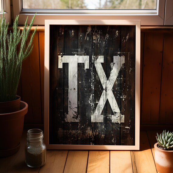 Texas TX Rustic Distressed Wood Western Pride Typography Poster