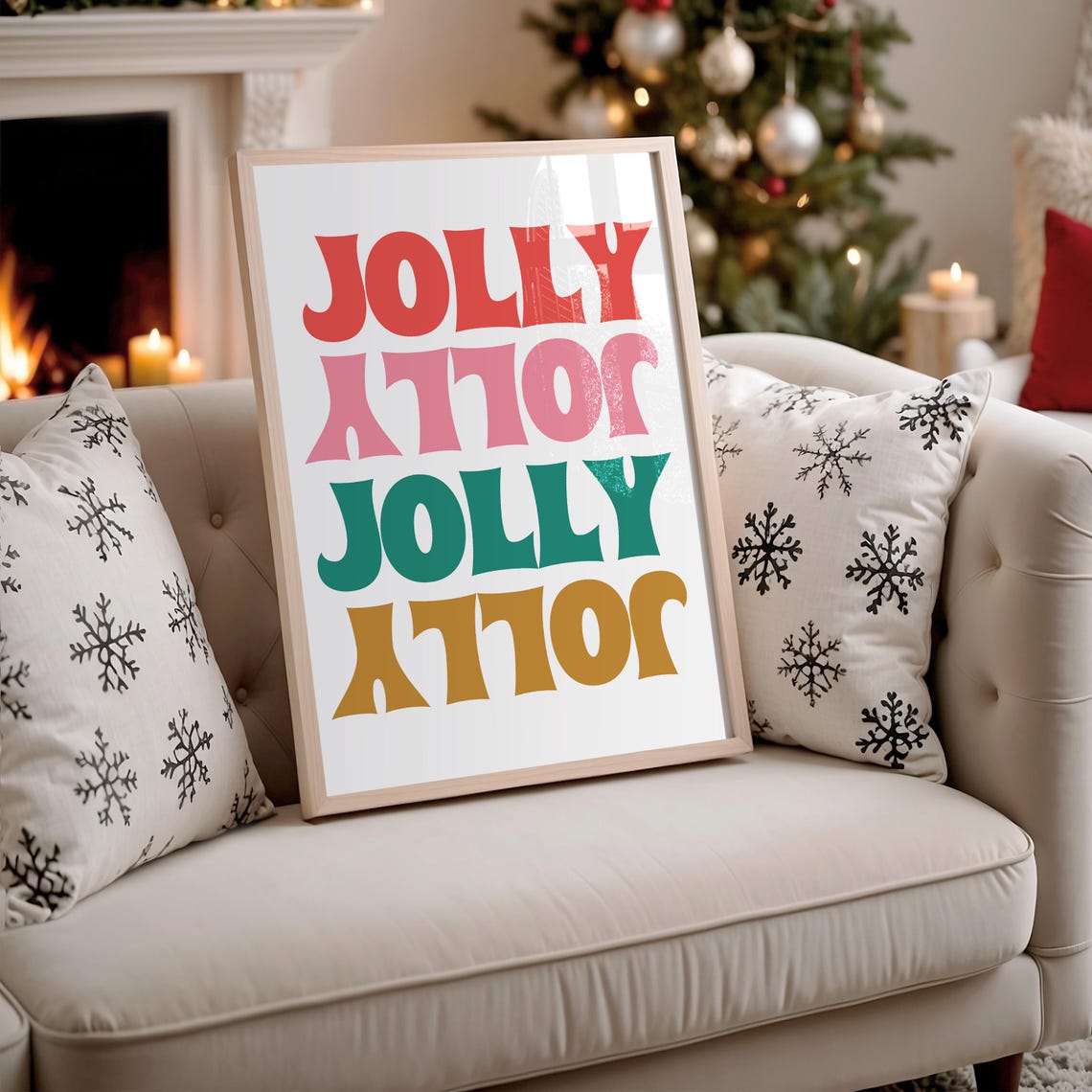 Retro Jolly Christmas Repeat Typography Poster for Holiday Wall Decor - Image 2
