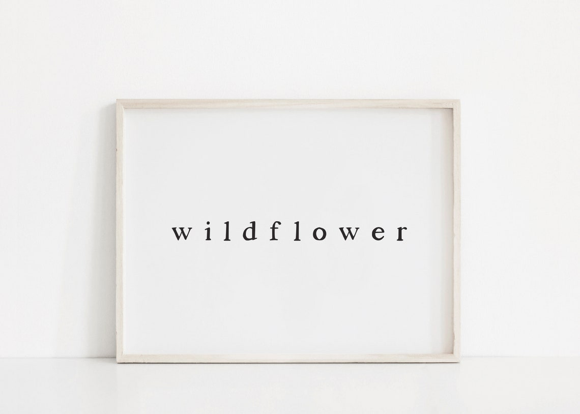 Wildflower Minimalist Black Serif Botanical Nursery Wall Art