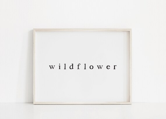 Wildflower Minimalist Black Serif Botanical Nursery Wall Art