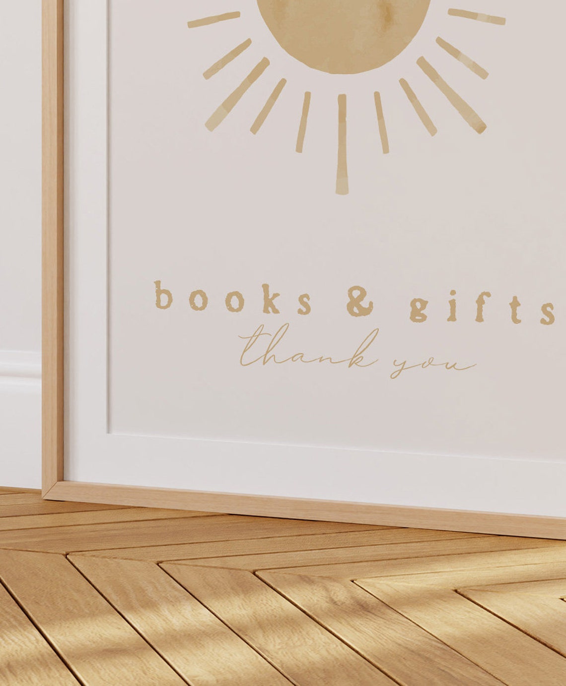 Books And Gifts Thank You Sun Baby Shower Table Sign Wall Art - Image 2