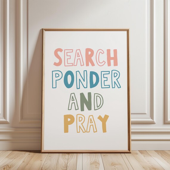 Search Ponder And Pray Colorful Hand Lettered Kids Hymn Wall Print