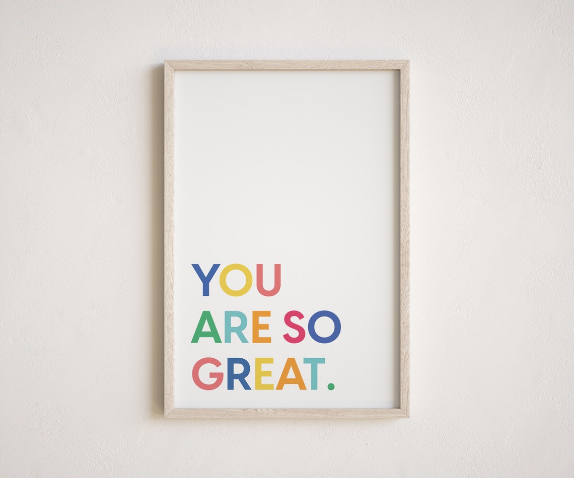 You Are So Great Rainbow Block Letter Kids Affirmation Poster - Image 2