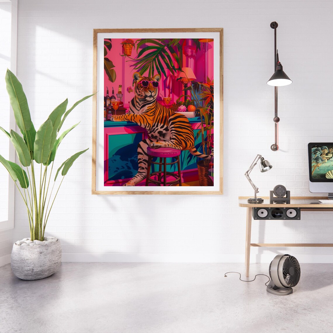Tiki Tiger Maximalist Art Print, Tropical Boho - Image 2
