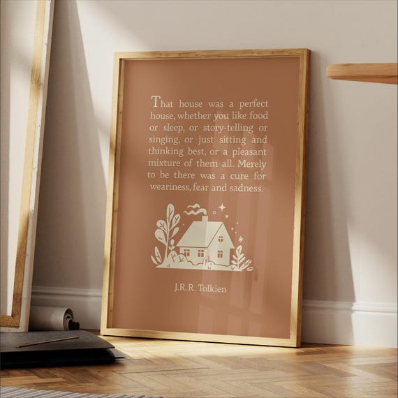 Jrr Tolkien Quote Print That House Was A Perfect House Home Entrance Decor Book Quotes Terracotta Prints Burnt Orange Wall Art Poster