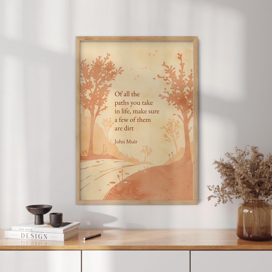 John Muir Dirt Paths Quote Watercolor Nature Trail Adventure Poster - Image 2