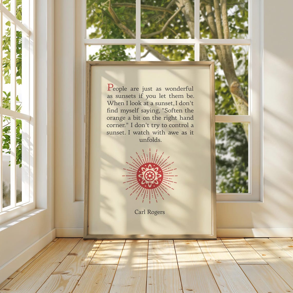 Carl Rogers Quote People Are Just As Wonderful As Sunsets Cream Poster - Image 4