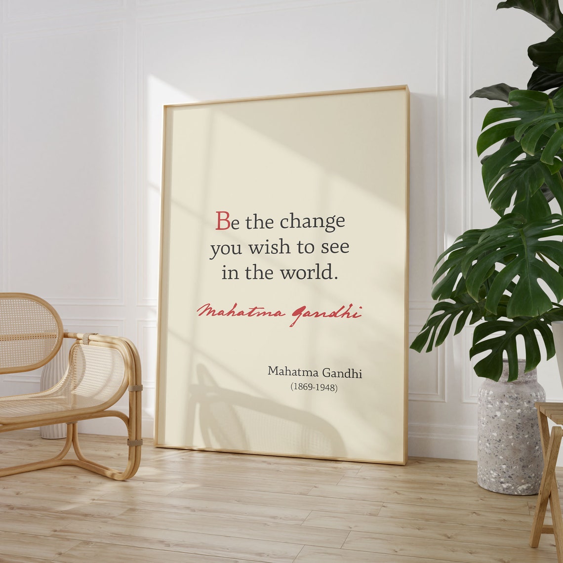 Gandhi Quote Be The Change You Wish To See In The World Mahatma Gandhi Sign Gandhi Quotes Print Inspirational Life Quote Wall Art Decor - Image 2