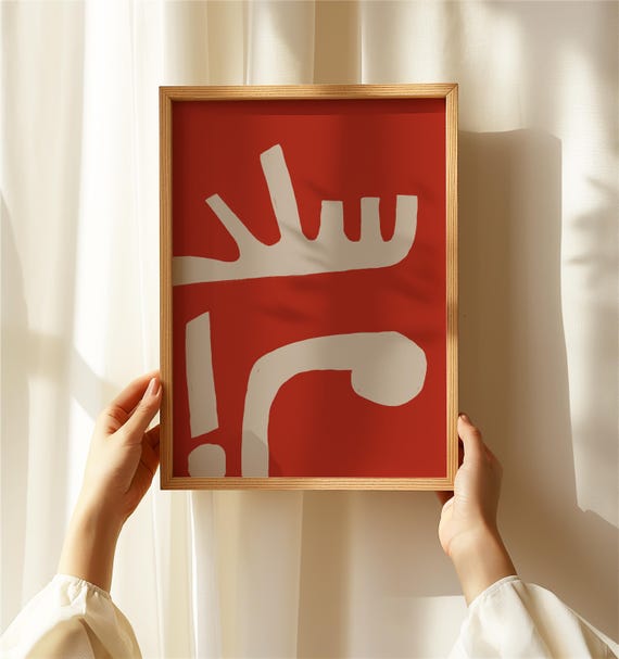 Salam Arabic Abstract Print Digital Poster Download Minimal Art Hand Drawn Red Gallery Wall Modern Middle Eastern