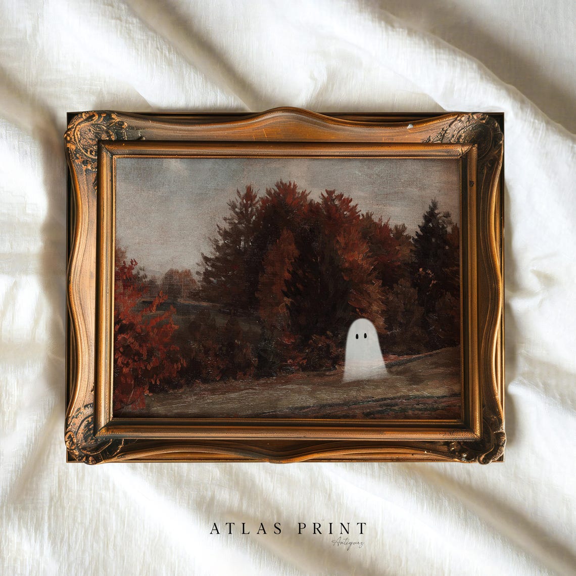 Lonely Ghost In An Autumn Woods Vintage Moody Halloween Poster - Image 5
