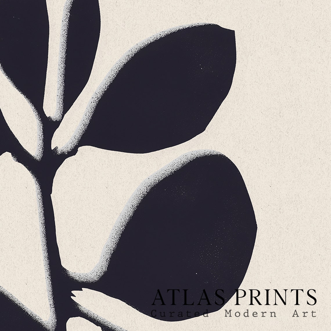 Black Branch Leaves Taupe Modern Botanical Minimalist Poster - Image 2