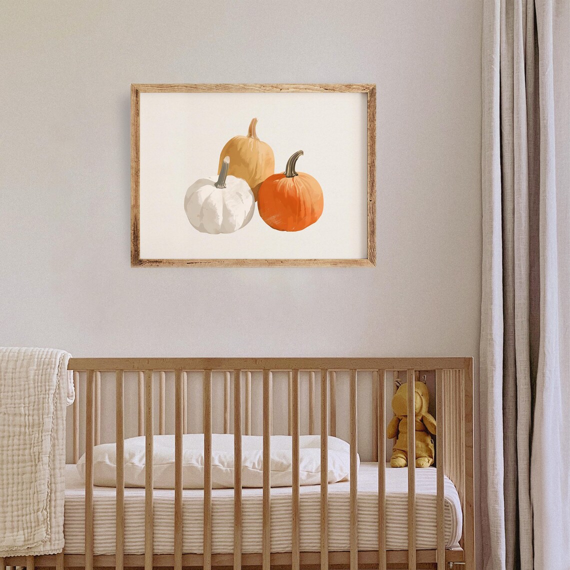 Trio of Watercolor Pumpkins Orange White Rustic Autumn Harvest Poster - Image 5