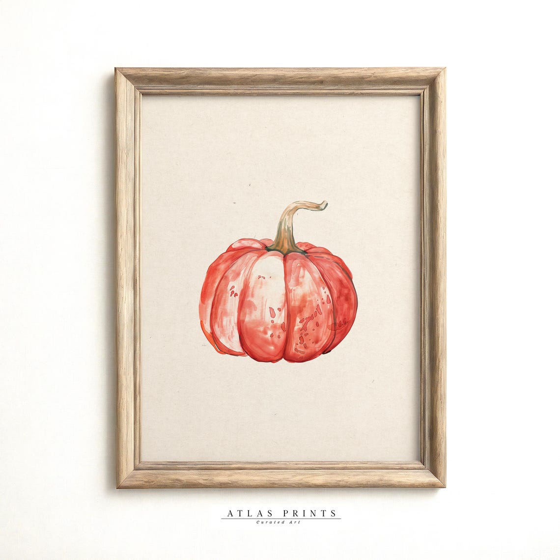Red Watercolor Pumpkin Single Fall Kitchen Harvest Minimalist Poster - Image 3