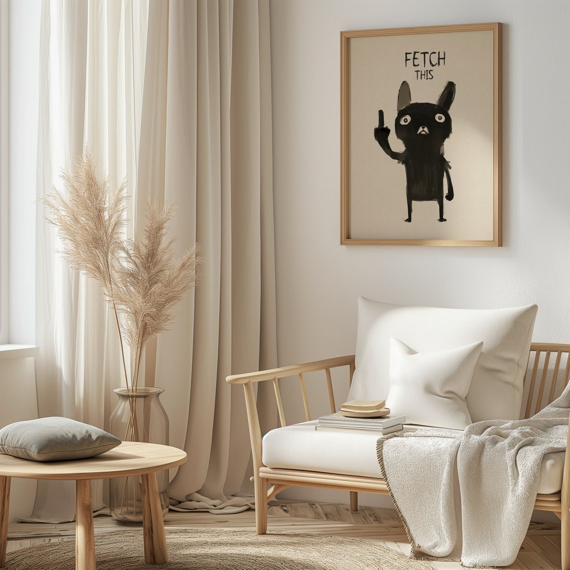 Fetch This Funny Rude Black Dog Giving The Finger Cheeky Quote Poster - Image 5
