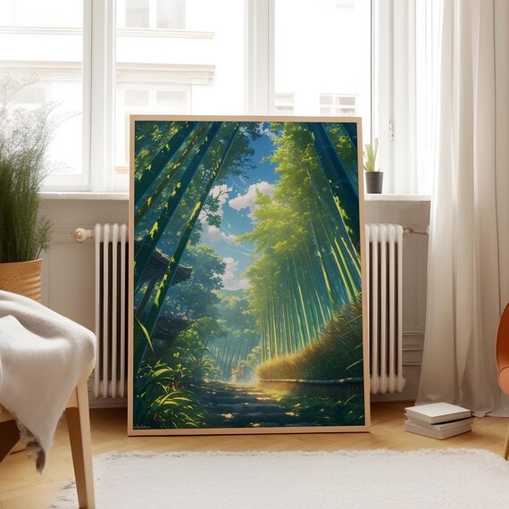 Arashiyama Bamboo Grove Path With Bright Sunlight Anime Poster