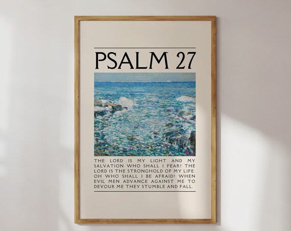 Psalm 27 The Lord Is My Light Sea Painting Christian Scripture Poster