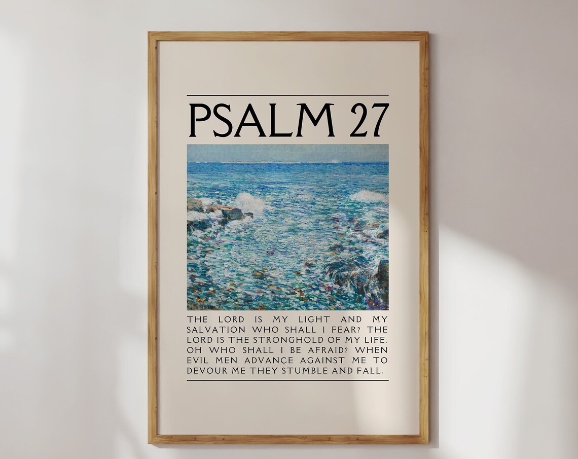 Psalm 27 The Lord Is My Light Sea Painting Christian Scripture Poster
