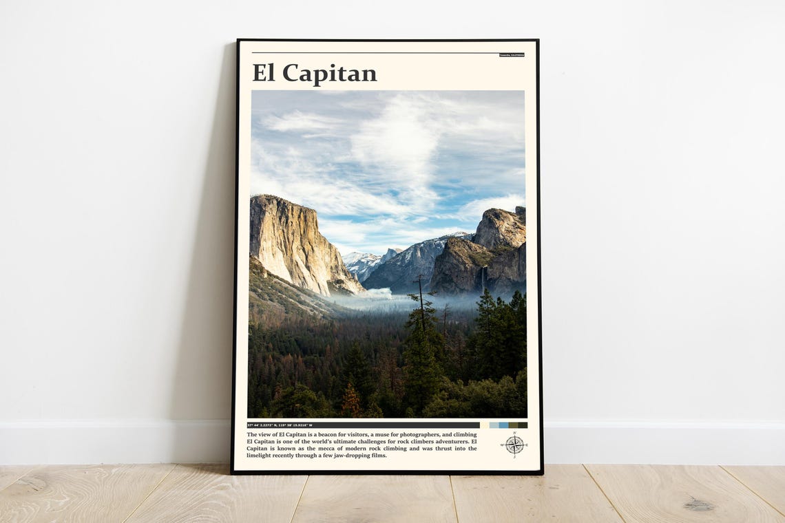 El Capitan Yosemite Valley Granite Cliffs Mist Photography Poster