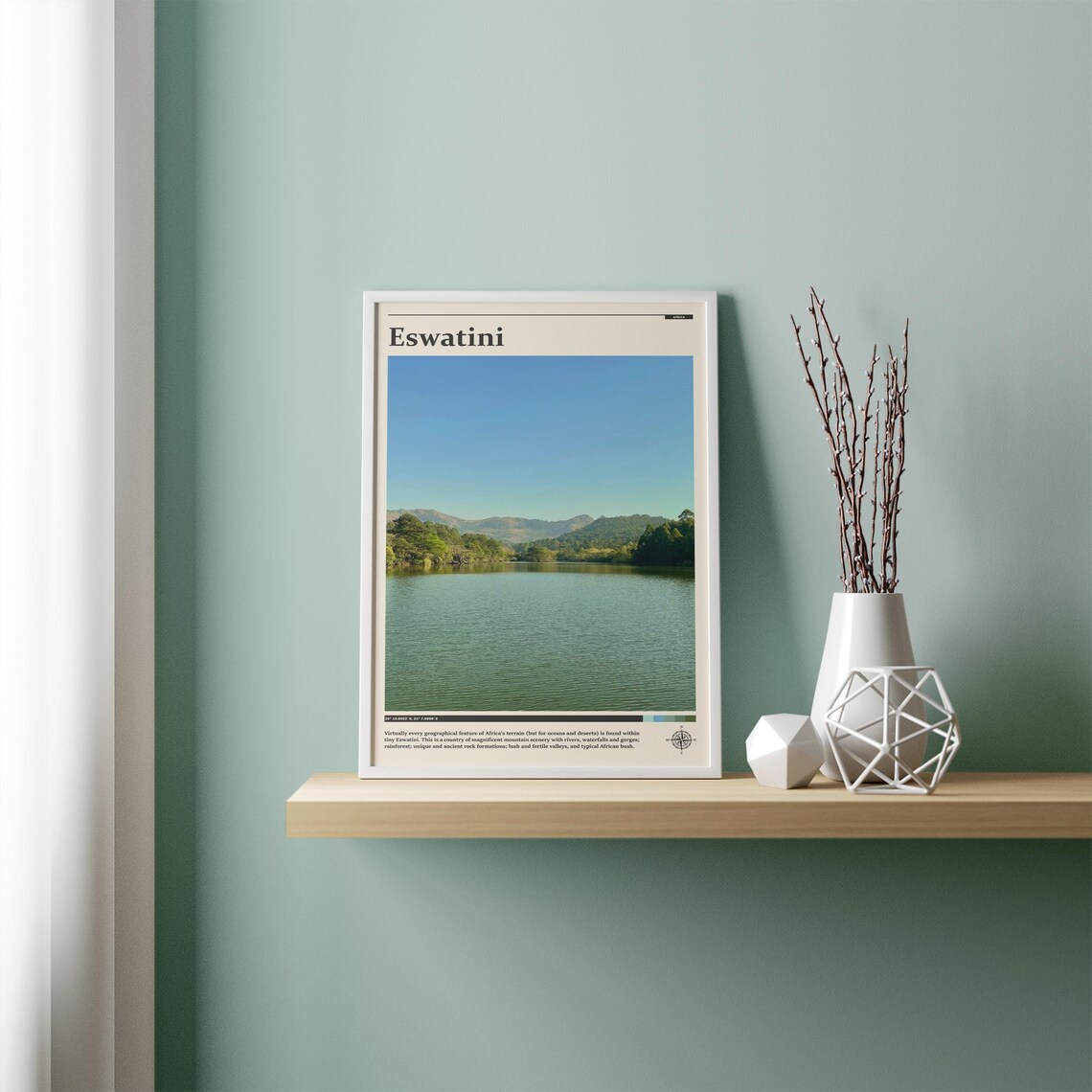 Eswatini Serene Lake Mountain Scenery Africa Nature Travel Poster - Image 2