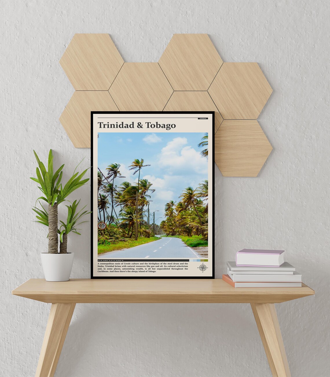 Trinidad and Tobago Palm Lined Tropical Road Photography Poster - Image 3