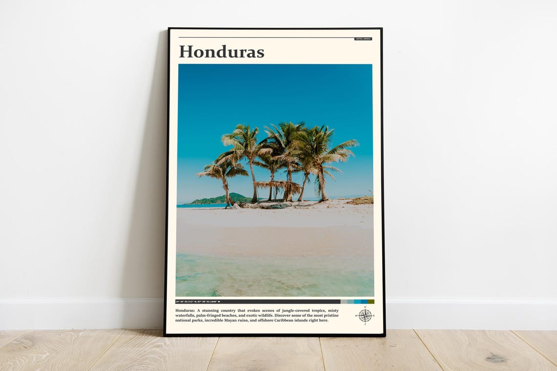 Honduras Tropical Island Beach Palm Trees Photography Poster