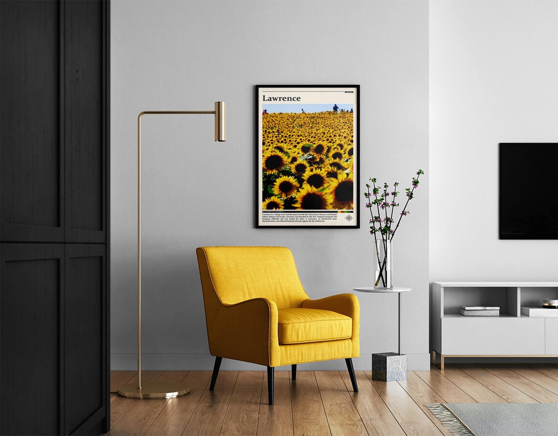 Lawrence Sunflower Field Blooming Yellow Flowers Kansas Farm Poster - Image 2