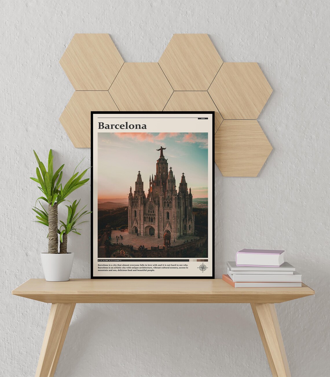 Barcelona Sagrat Cor Church Tibidabo Sunset Gothic Spires Poster - Image 2