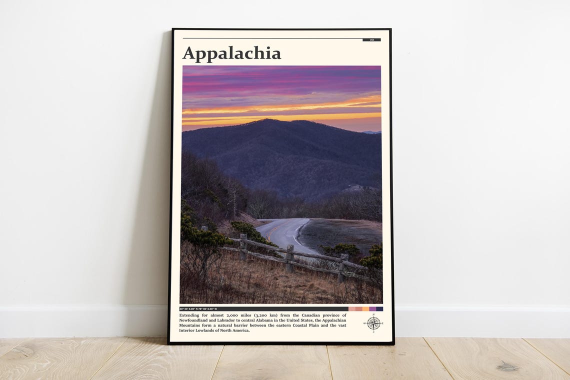 Appalachia Blue Ridge Parkway Winding Mountain Road Sunset Poster