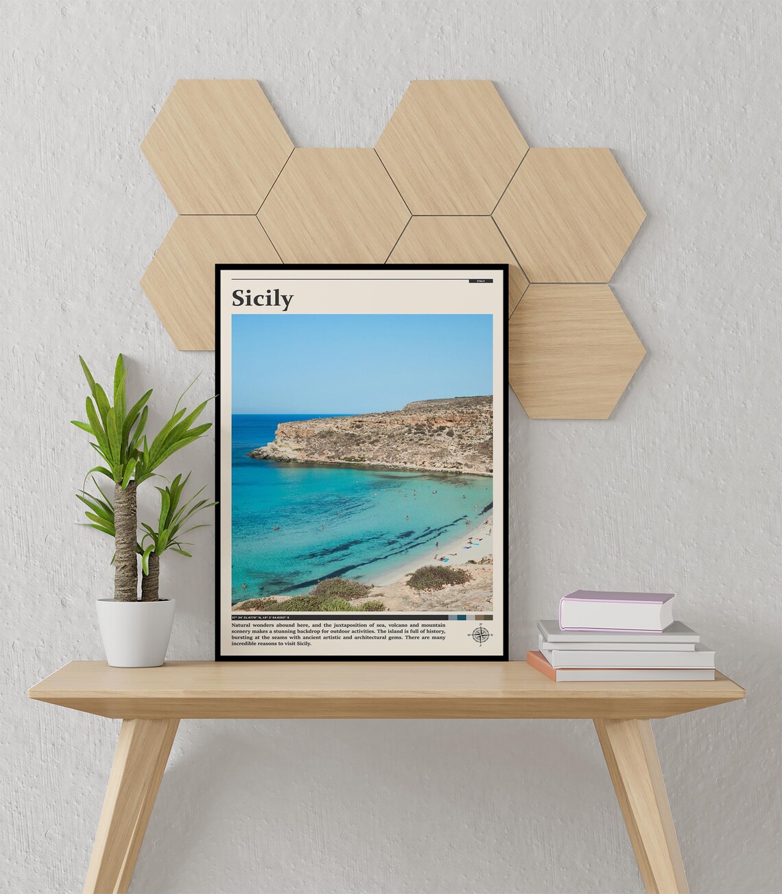 Sicily Italy Turquoise Cliff Cove Beach Photography Travel Poster - Image 3