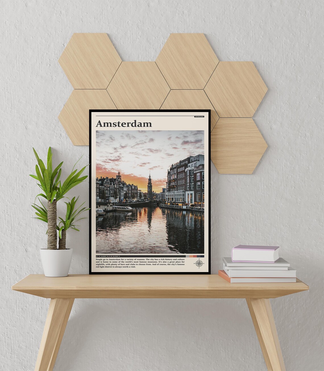 Amsterdam Netherlands Canal Sunset Cityscape Photography Poster - Image 3