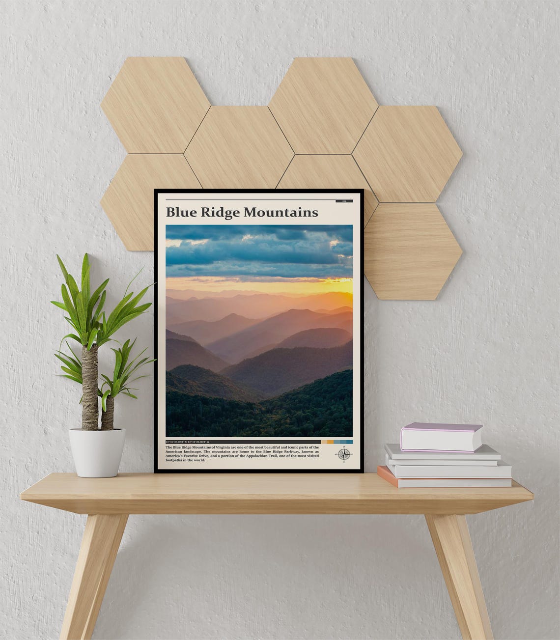 Blue Ridge Mountains Layered Ridges in Golden Sunset Light Poster - Image 3