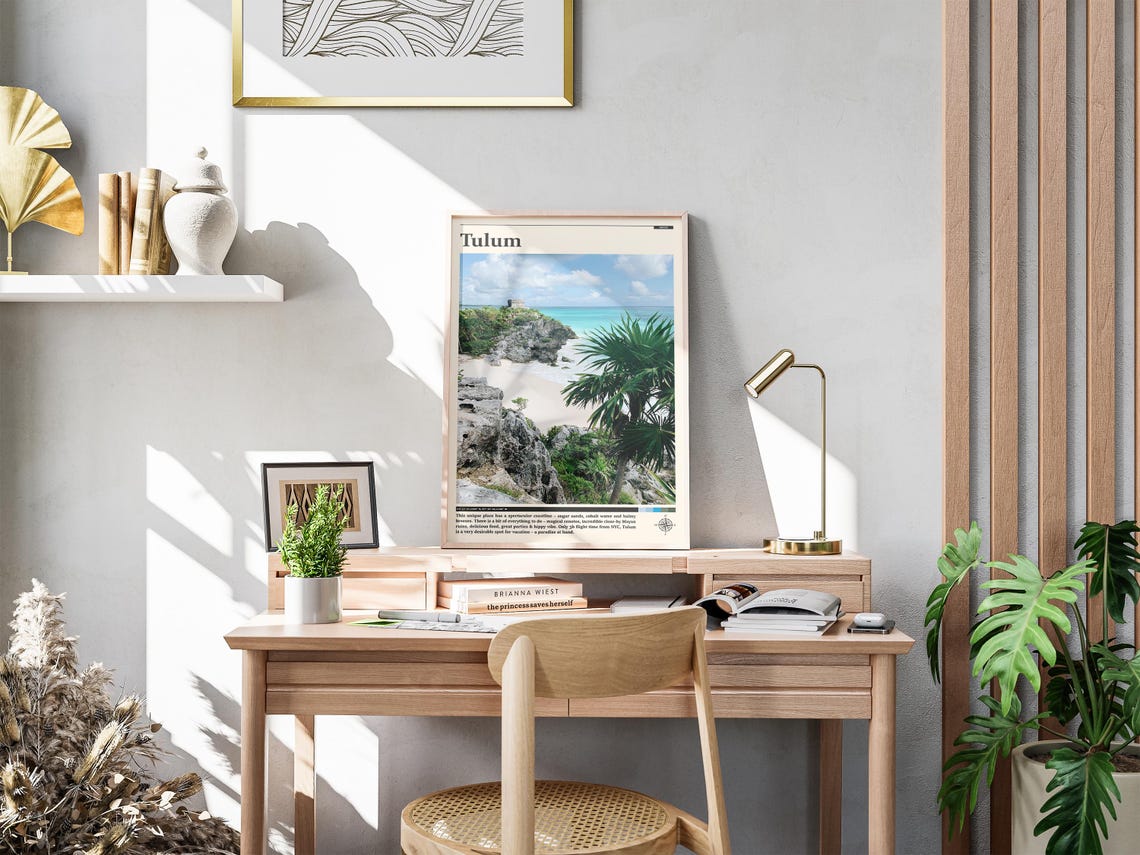 Tulum Mexico Mayan Ruins Cliff Caribbean Beach Travel Poster - Image 4