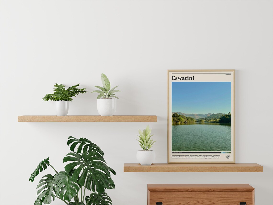 Eswatini Serene Lake Mountain Scenery Africa Nature Travel Poster - Image 3