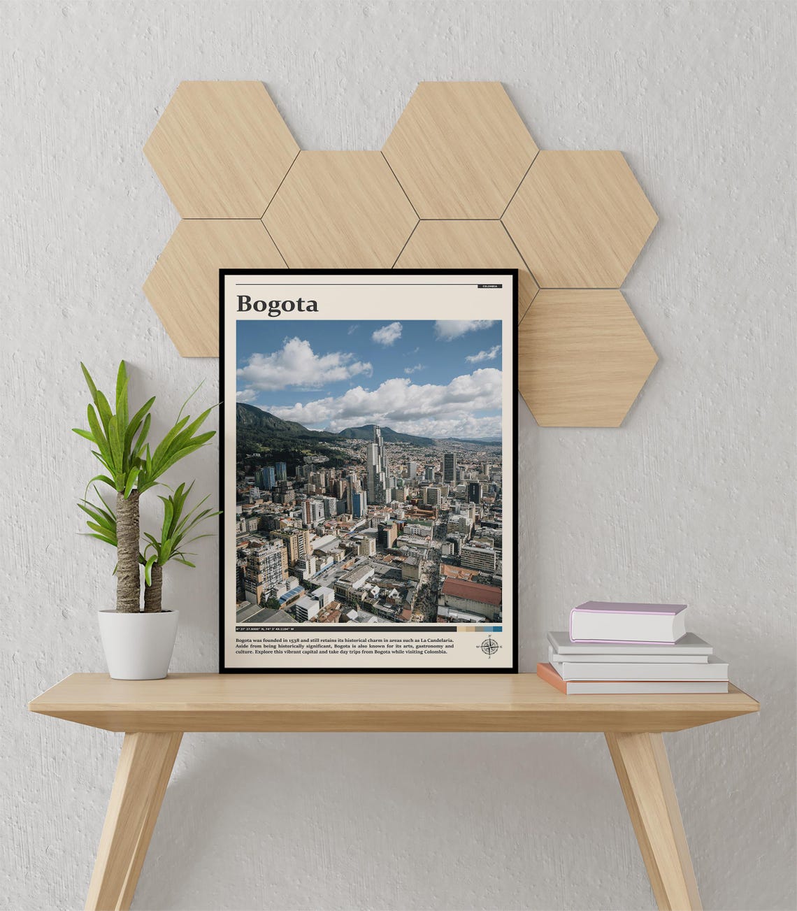 Bogota Colombia Downtown Skyline With Green Mountains Poster - Image 3