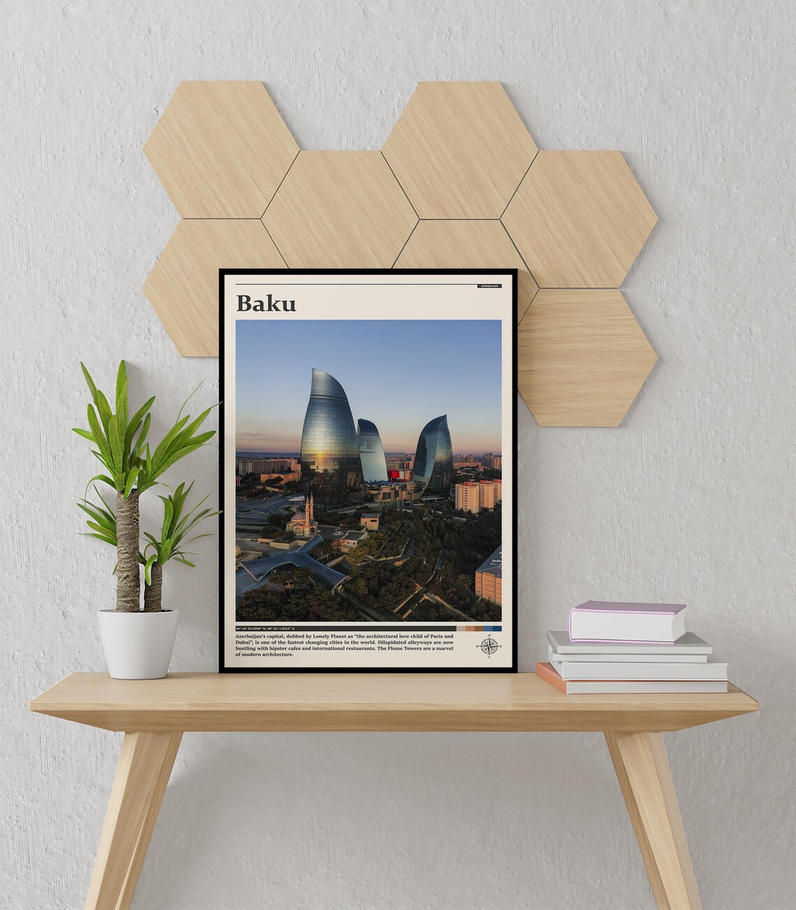 Baku Azerbaijan Flame Towers Modern Skyline Sunset Photography Poster - Image 3