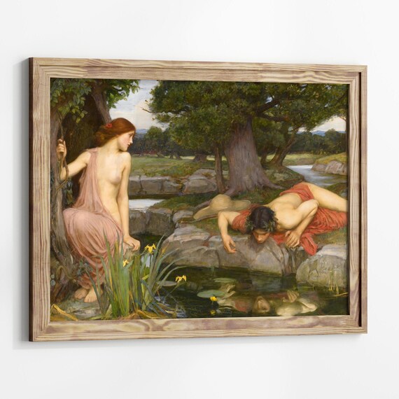 Echo and Narcissus by John William Waterhouse Classic Mythology Poster