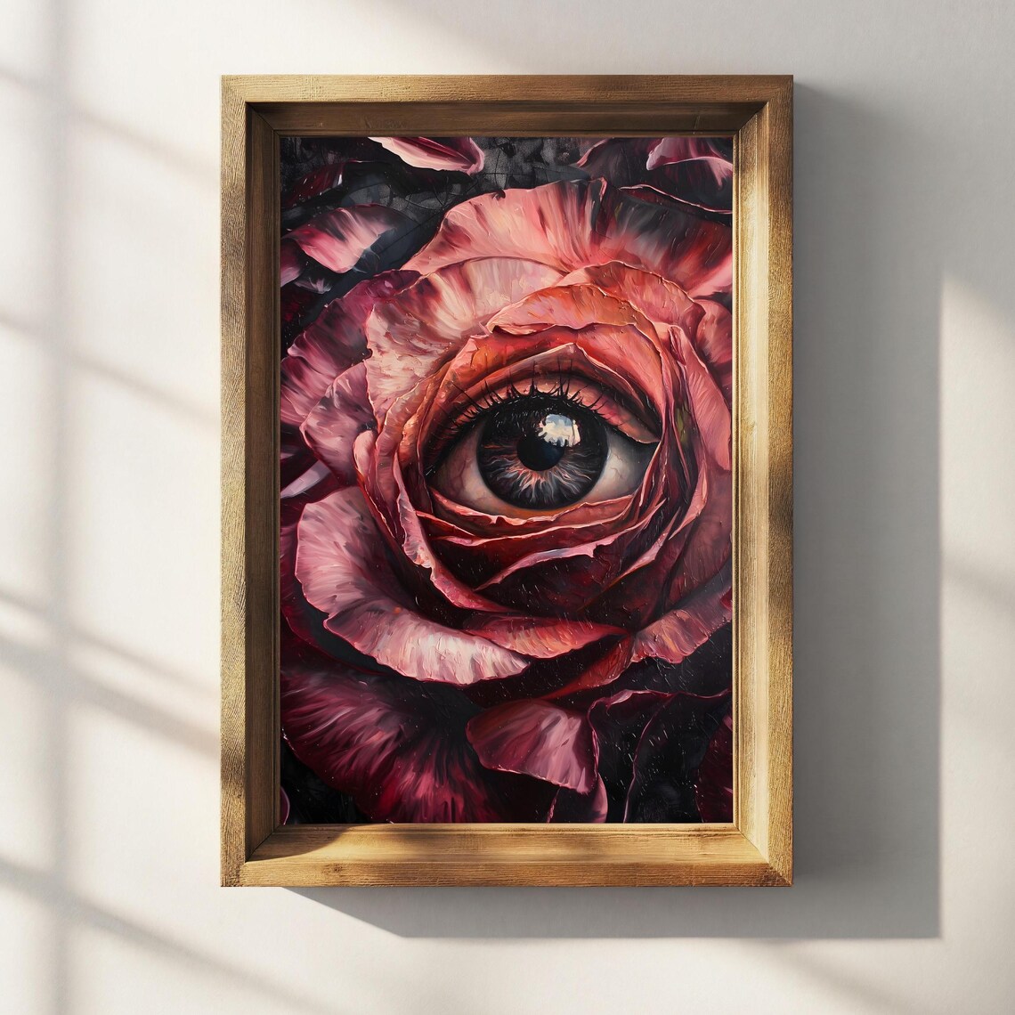 Dark Red Rose With All Seeing Eye Macabre Surreal Floral Whimsigoth Poster - Image 3