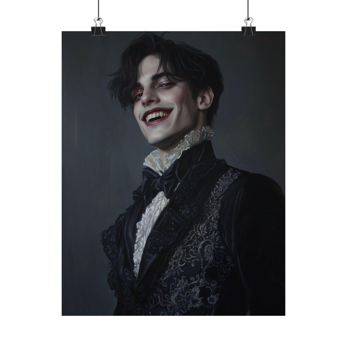 Laughing Dark Haired Victorian Gentleman Portrait Dark Gothic Art Print - Image 2