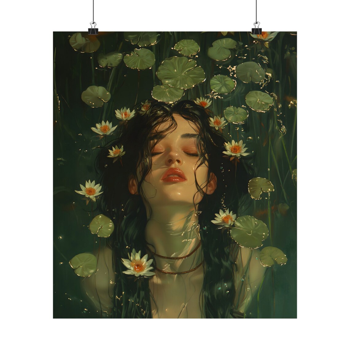 Swimming in the Lake, Goth Victorian Art Print - Image 2