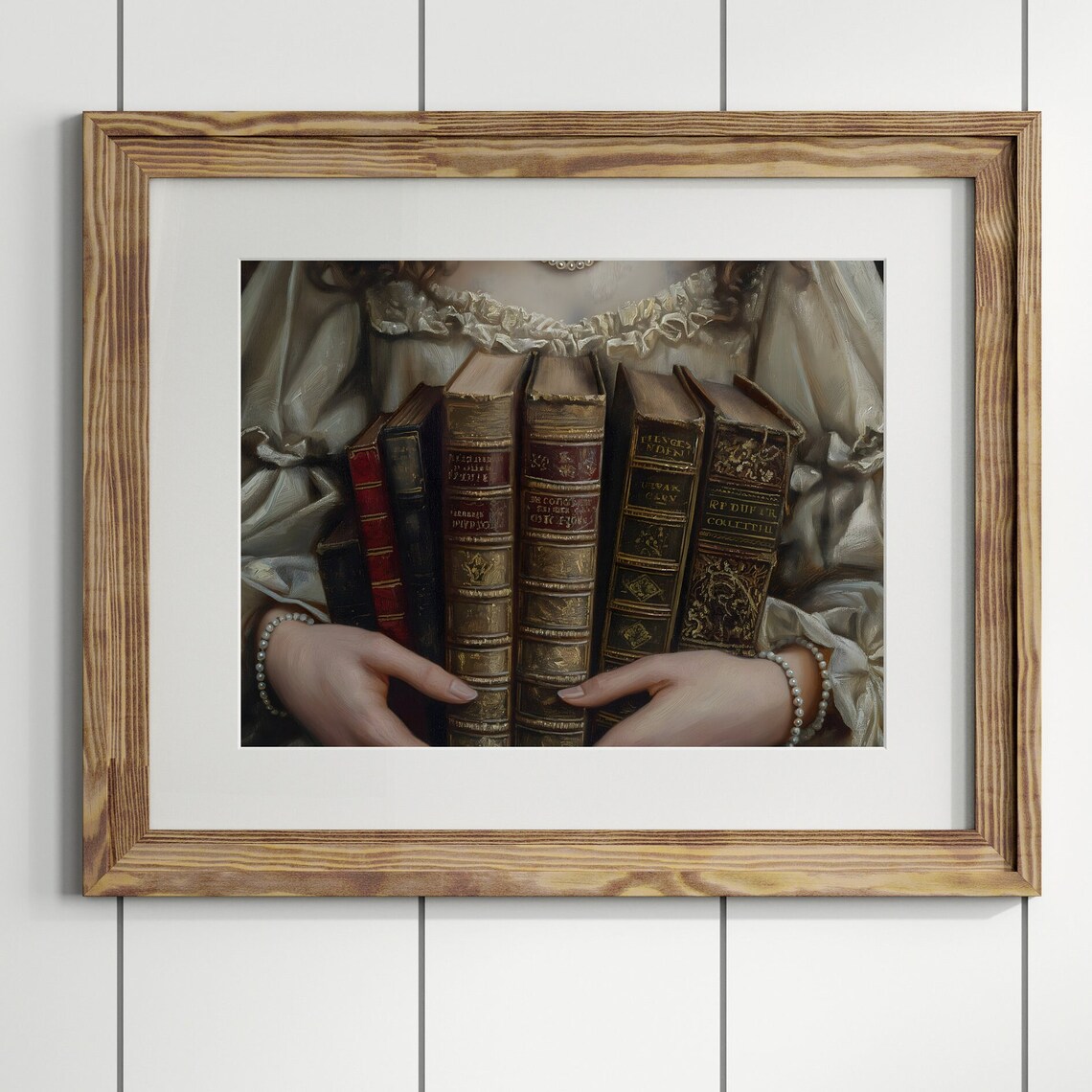 Victorian Woman With Books, Dark Academia Art Print - Image 2