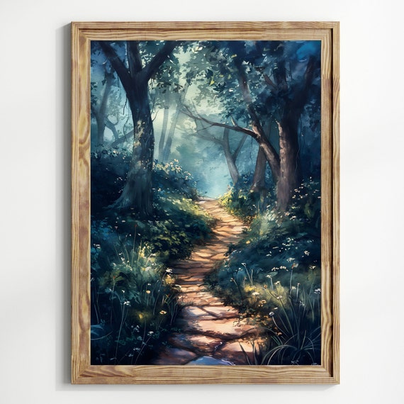 Fairytale Forest Watercolor Landscape Art Print